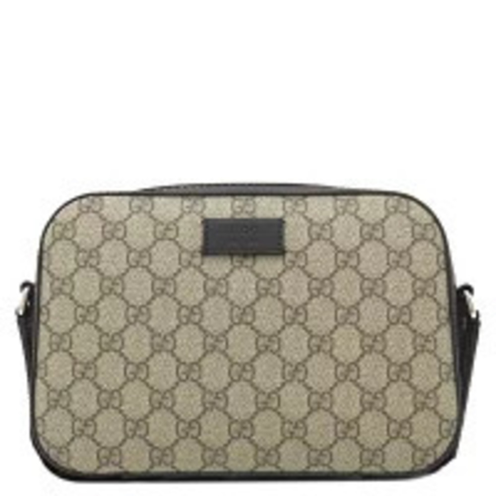 Gucci GG Supreme Shoulder Bag Camera Canvas Leather Beige Black
